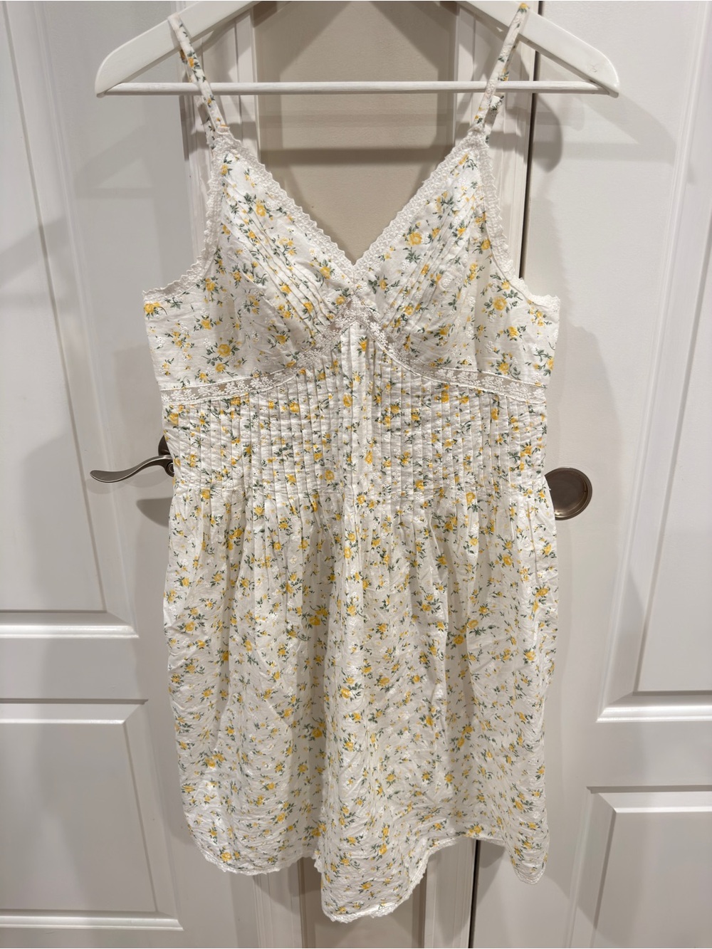 Rachel Ashwell White Yellow Floral 100% Cotton Smocked Sundress Women's Medium